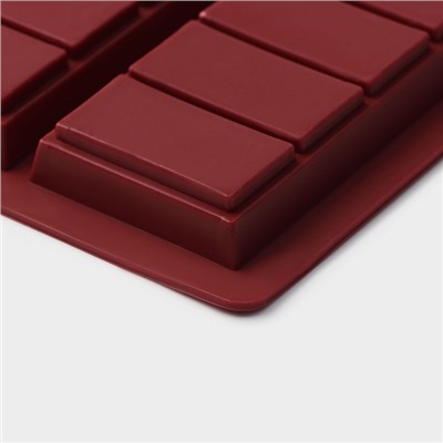 Форма силиконовая для шоколада «Плитка», 26×17×1,5 см, 6 ячеек (11,3×4,4 см), цвет шоколадный