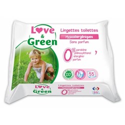 Love and Green Lingettes Toilettes 55 Lingettes