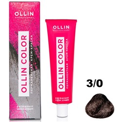 OLLIN COLOR Перманентная крем-краска для волос 3/0 темный шатен 60 мл