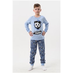 Пижама с брюками для мальчика Бамбук детская длинный рукав с брюками Голубой