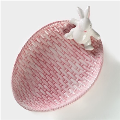 УЦЕНКА Блюдо сервировочное «Зайка», 26×19,5×10,5 см, цвет розовый
