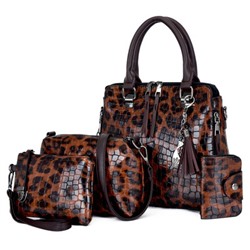 Комплект сумок из 4 предметов арт А19 ,цвет: тёмно-коричневый