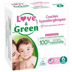 Love and Green Couches Hypoallerg?niques 34 Couches Taille 6 (+15 kg)