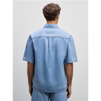 верхняя сорочка джинсовая мужская голубой индиго
