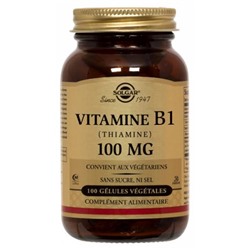 Solgar Vitamine B1 (Thiamine) 100 mg 100 G?lules V?g?tales