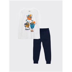 Комплект для мальчика из 2-х предметов Лонгслив с круглым вырезом и спортивные брюки