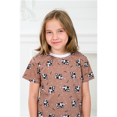 Пижама подростковая из футболки и бридж из кулирки Коровы