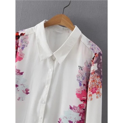 Модная асимметричная блуза с цветочным принтом