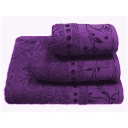 Набор махровых полотенец жаккард 3 шт фиолетовый
