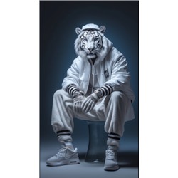 Декобокс. Белый тигр в спортивном костюме 60*90см