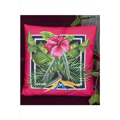Подушка декоративная, Тропическая розовая, габардин, арт 4223