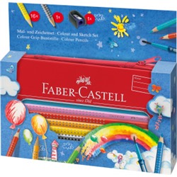 Подарочный набор цветных карандашей Grip Праздник , набор цветов, в металлической коробке, 18 предметов