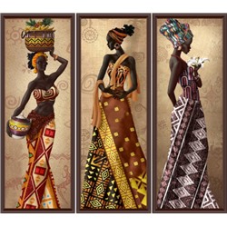 Три африканки комплект из трех картин 20*55 см