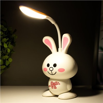 Настольная лампа "Зайчик" LED USB АКБ белый 6х9,5х30 см RISALUX