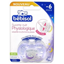 B?bisol Sucette Nuit Physiologique Silicone -6 Mois SP11