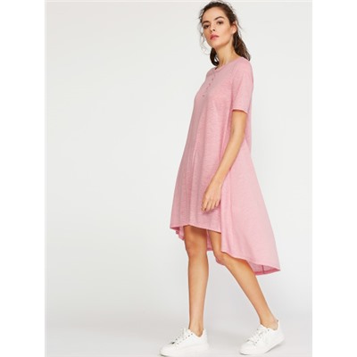 Розовое асимметричное модное платье