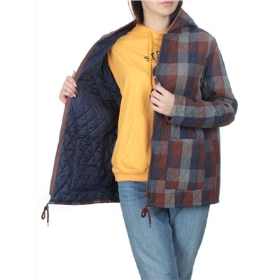W-128 BROWN/BLUE Куртка демисезонная женская (100% хлопок, синтепон 50 гр.)