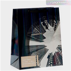 Пакет ламинированный вертикальный «Небоскрёб», радужная голография, М 26 × 32 × 12 см
