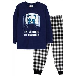 Пижама с брюками для мальчика 92208 Темно-синий/черная клетка
