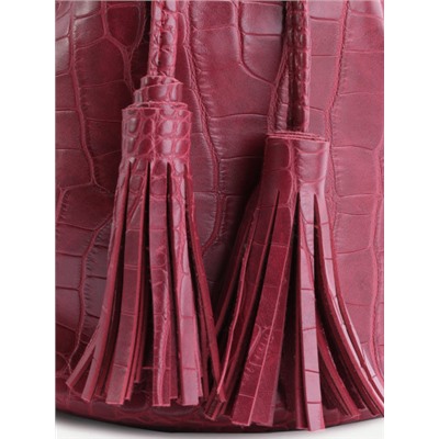 Бордовая модная PU сумка-кисет с крокодиловым принтом