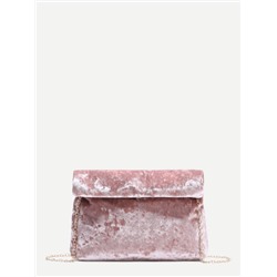 Розовая бархатная сумка-клатч на цепочке