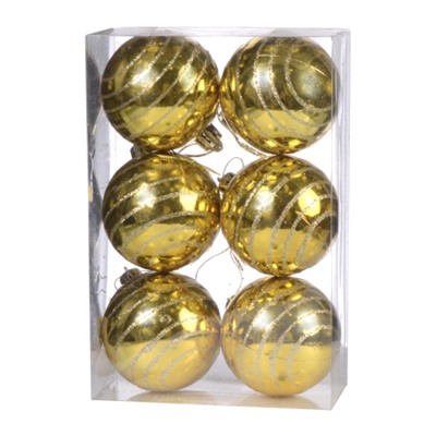 Елочные шары 6 штук 6 см / H011 /уп 120/ золото