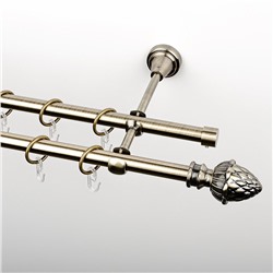 Карниз металлический стыкованный, 2-рядный "Агра", золото антик, гладкая труба, ø 16 мм (kn-280)
