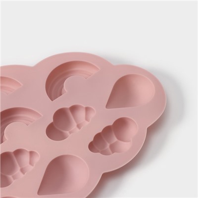Форма силиконовая для льда и кондитерских украшений Доляна «Погода», 22,5×14,5×1,5 см, 11 ячеек, цвет МИКС