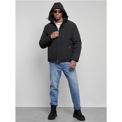 Куртка мужская зимняя с капюшоном спортивная великан черного цвета 8335Ch