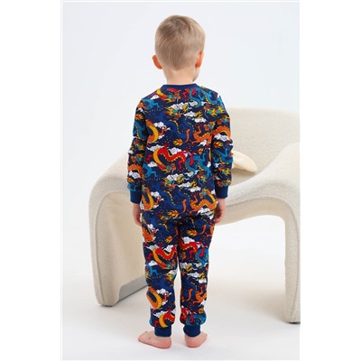 Пижама с брюками для мальчика Заря Темно-синий