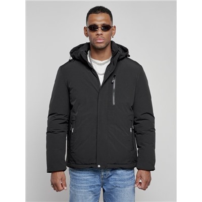 Куртка мужская зимняя с капюшоном спортивная великан черного цвета 8335Ch