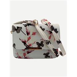 Модная белая сумка с принтом бабочки и цветов