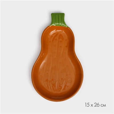 Тарелка керамическая "Тыква", плоская, темно-оранжевая, 26 см, 1 сорт, Иран