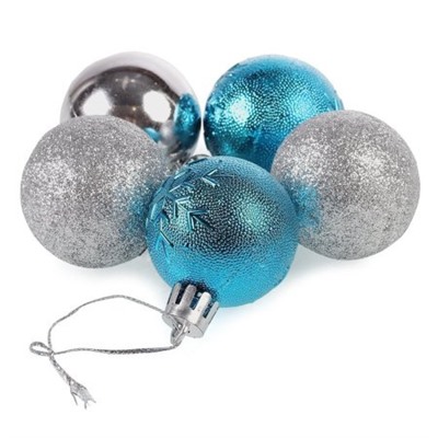 Елочные шары 15 штук 4 см / B-2563 /уп 180/ сребр голубой