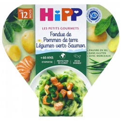 HiPP Les Petits Gourmets Fondue de Pommes de Terre L?gumes Verts Saumon d?s 12 Mois 230 g