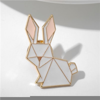 Значок «Графичные животные» заяц, цвет белый в золоте
