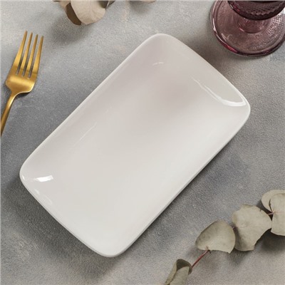Блюдо фарфоровое прямоугольное White Label, 20×12,5 см, цвет белый