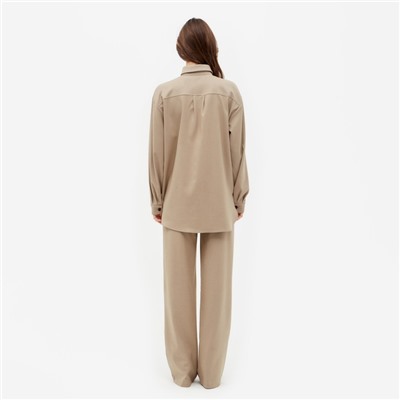 Костюм женский (рубашка, брюки) MINAKU: Casual collection цвет бежевый, размер 48