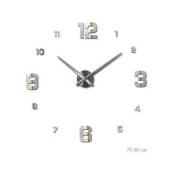 Часы настенные 3D наклейка 70-90 см / AL005S/2 /уп 50/ серебро