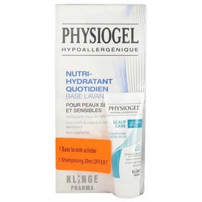 Physiogel Nutri-Hydratant Quotidien Base Lavante 250 ml + Shampoing Extra-Doux 20 ml Offert