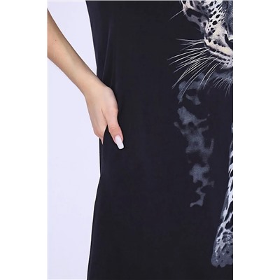 Платье женское - Леопард - 738 - черный