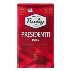 Кофе натуральный жареный молотый Presidentti Ruby Paulig 500 гр