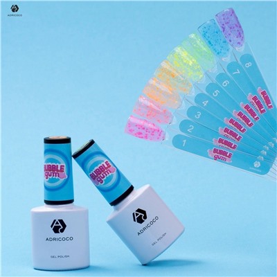 ADRICOCO Гель-лак для ногтей с цветной неоновой слюдой / Bubble Gum №01, малиновый джем, 8 мл