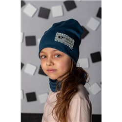 Детская комплект шапка и шарф для девочки Океан