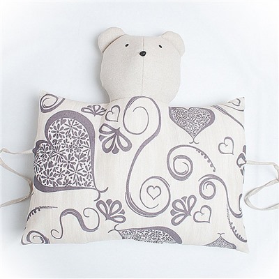 Декоративная подушка "Мишка", с рисунком, серый (DP.М-2)