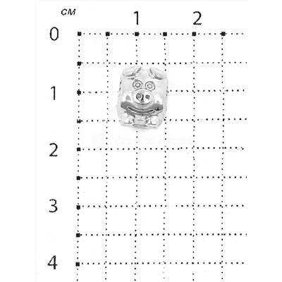 Подвеска-перлина из серебра родированная - Поросенок