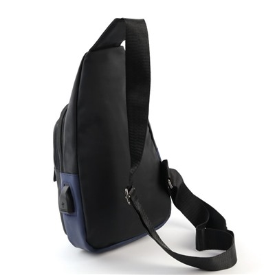 Мужская сумка слинг с USB 6113 Блек/Блу