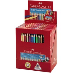 Цветные карандаши Jumbo Grip + фломастеры GRIP + точилка, набор цветов, в картонной коробке, 12 шт + 10 шт.