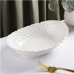 Блюдо керамическое овальное «Воздушность», 600 мл, цвет белый