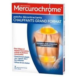 Mercurochrome Patchs D?contractants Chauffants Grand Format 9 cm x 29 cm Lot de 2